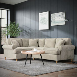 Alfie Left Hand Mink Corner Sofa For Living Room - Fully Assembled By Roseland Furniture - thumbnail 2