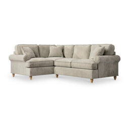 Alfie Left Hand Mink Corner Sofa For Living Room - Fully Assembled By Roseland Furniture
