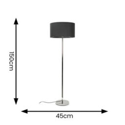 Valuelights Charles Chrome Floor Lamp With Charcoal Drum Shade - thumbnail 7