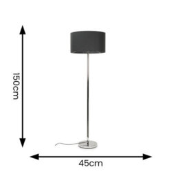 Valuelights Charles Chrome Floor Lamp With Charcoal Drum Shade - thumbnail 8