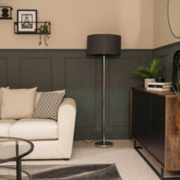 Valuelights Charles Chrome Floor Lamp With Charcoal Drum Shade - thumbnail 5