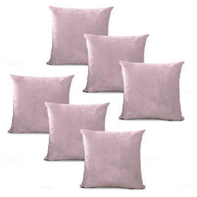 Bedlooms Rose Pink Plain Velvet Filled Cushions With Cover 45Cm X 45Cm - Hypoallergenic, Set Of 6