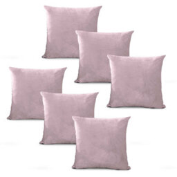 Bedlooms Rose Pink Plain Velvet Filled Cushions With Cover 45Cm X 45Cm - Hypoallergenic, Set Of 6