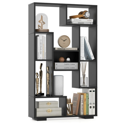 Costway 120Cm Tall Bookshelf Modern Geometric Bookcase Book Storage Organizer - image 1