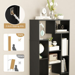Costway 120Cm Tall Bookshelf Modern Geometric Bookcase Book Storage Organizer - thumbnail 8