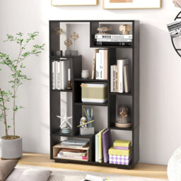 Costway 120Cm Tall Bookshelf Modern Geometric Bookcase Book Storage Organizer - thumbnail 3