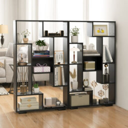 Costway 120Cm Tall Bookshelf Modern Geometric Bookcase Book Storage Organizer - thumbnail 6