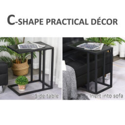 Wyld Haus Rase C-Shaped Side Table With Black Marble-Effect Top, Compact Sofa Bedside Laptop Table, 45 X 30 X 51.5Cm - thumbnail 5
