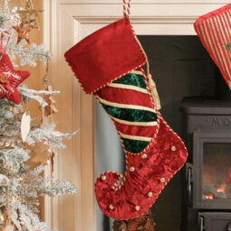 Dibor Red Jingle Bell Velvet Xmas Gift Decoration Christmas Stocking For Kids - thumbnail 1