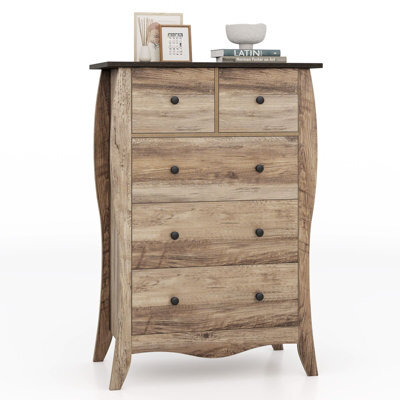 Gainoom 3-Drawer Dresser Brown Closet Storage Cabinet With 3 Folding Fabric Drawers - image 1
