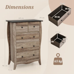 Gainoom 3-Drawer Dresser Brown Closet Storage Cabinet With 3 Folding Fabric Drawers - thumbnail 7