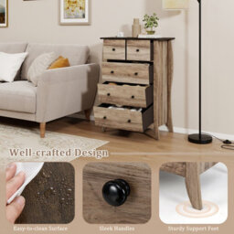 Gainoom 3-Drawer Dresser Brown Closet Storage Cabinet With 3 Folding Fabric Drawers - thumbnail 3