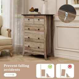 Gainoom 3-Drawer Dresser Brown Closet Storage Cabinet With 3 Folding Fabric Drawers - thumbnail 5