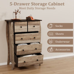 Gainoom 3-Drawer Dresser Brown Closet Storage Cabinet With 3 Folding Fabric Drawers - thumbnail 2