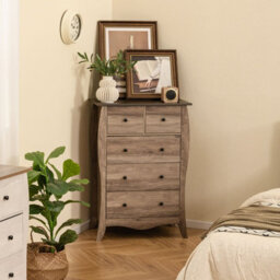 Gainoom 3-Drawer Dresser Brown Closet Storage Cabinet With 3 Folding Fabric Drawers - thumbnail 8
