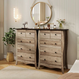 Gainoom 3-Drawer Dresser Brown Closet Storage Cabinet With 3 Folding Fabric Drawers - thumbnail 9
