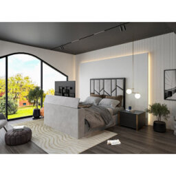 Sherlock Luxe Upholstered  Silver Television Bed Frame