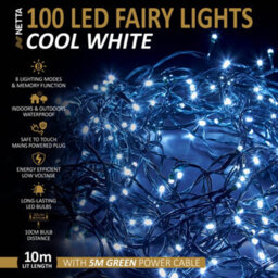 NETTA 100 Led 10M Fairy String Christmas Tree Lights Outdoor And Indoor Plug In - Cool White - thumbnail 2