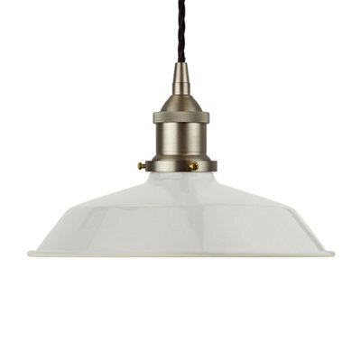 Pale Grey Small Trinity Metal Painted Dome Pendant Light With Brushed Chrome Lamp Holder And Black Twisted Cable - Se Home - image 1