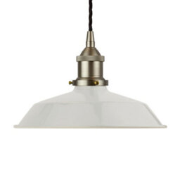 Pale Grey Small Trinity Metal Painted Dome Pendant Light With Brushed Chrome Lamp Holder And Black Twisted Cable - Se Home - thumbnail 1