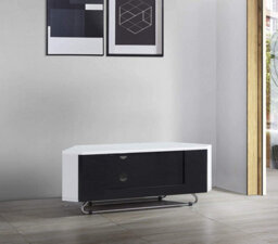 "Homeology Hampshire Corner-Friendly Gloss White With Black Beam-Thru Remote Friendly Door Up To 50"" Flat Screen Tv Cabinet" - thumbnail 7