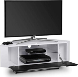"Homeology Hampshire Corner-Friendly Gloss White With Black Beam-Thru Remote Friendly Door Up To 50"" Flat Screen Tv Cabinet" - thumbnail 4