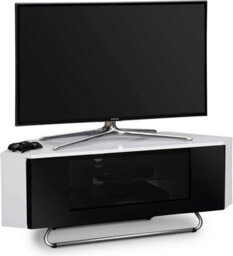 "Homeology Hampshire Corner-Friendly Gloss White With Black Beam-Thru Remote Friendly Door Up To 50"" Flat Screen Tv Cabinet" - thumbnail 2