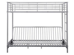 Mattress Guru Futon Bunk Bed (With One Futon Mattress) In Silver Metal Finish (Cream Futon) - thumbnail 3