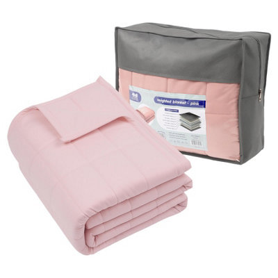 Harbour Housewares Weighted Blanket With Storage Bag - 150 X 200Cm - 8Kg - Pink - image 1