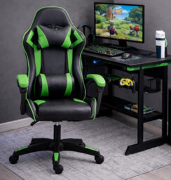 Home Treats Gaming Chair Green Recliner With Adjustable Height Lumbar Support Padded Cushion Racing Bucket Seat - thumbnail 1