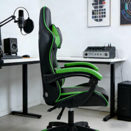 Home Treats Gaming Chair Green Recliner With Adjustable Height Lumbar Support Padded Cushion Racing Bucket Seat - thumbnail 9