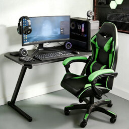 Home Treats Gaming Chair Green Recliner With Adjustable Height Lumbar Support Padded Cushion Racing Bucket Seat - thumbnail 7