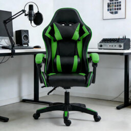 Home Treats Gaming Chair Green Recliner With Adjustable Height Lumbar Support Padded Cushion Racing Bucket Seat - thumbnail 8