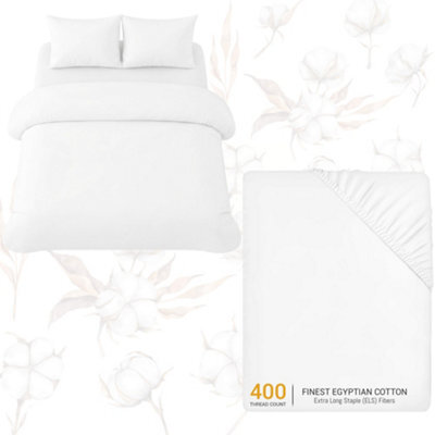 Pamposh Premium 100% Egyptian Cotton 4Pc Double Duvet Cover Set With Zipper Closure, Corner Ties, Matching Pillowcase And Fitted Sheet - image 1