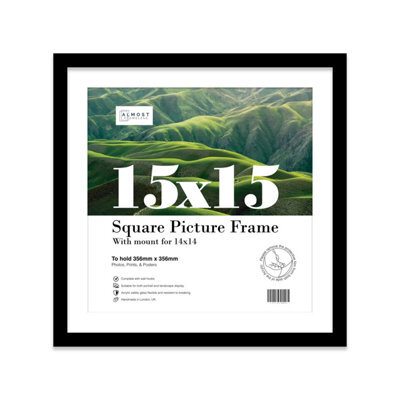 "15X15"" Black Picture Frame - 15X15"" Square Frame With 14X14"" Mount For 15X15""/14X14"" Pictures Art Deco Style Room Decor, 1 Pack" - image 1