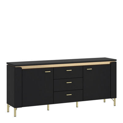 Furniture To Go Genoa Tv Cabinet 2 Door 3 Drawer 155Cm Wide In Black Matt/gold - image 1