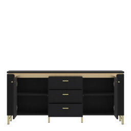 Furniture To Go Genoa Tv Cabinet 2 Door 3 Drawer 155Cm Wide In Black Matt/gold - thumbnail 2