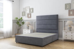 "Sloomy Texas Steel Plush Divan Bed Base 2 Drawers Same Side With 26"" Strutted Headboard 3' Single"