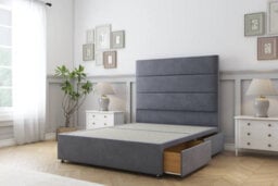 "Sloomy Texas Steel Plush Divan Bed Base 2 Drawers Same Side With 26"" Strutted Headboard 3' Single" - thumbnail 4