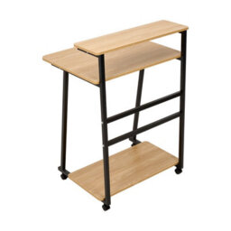 Living And Home Original Wood Color Movable Three-Tier Computer Desk With Wheels 60Cm W X 50Cm D X 90Cm H - thumbnail 5