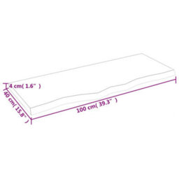 Berkfield Wall Shelf Light Brown 100X40X4 Cm Treated Solid Wood Oak - thumbnail 4