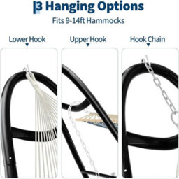 Black Universal Double Hammock Stand 550Lbs Fits 9-14Ft Hammocks - thumbnail 3