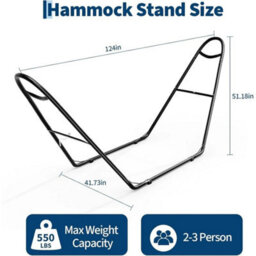 Black Universal Double Hammock Stand 550Lbs Fits 9-14Ft Hammocks - thumbnail 2