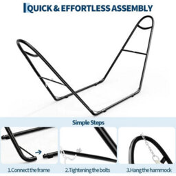 Black Universal Double Hammock Stand 550Lbs Fits 9-14Ft Hammocks - thumbnail 4