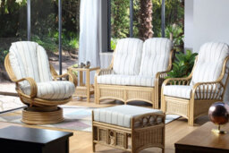 Desser Vale Light Oak Natural Rattan 2 Seater Conservatory Sofa Real Cane Wicker Indoor Settee With Uk Sewn Cushion In Linen Taupe - thumbnail 3