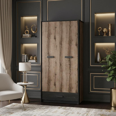 Heze Furniture Kassel Contemporary Style 2 Door Wardrobe With Drawer - image 1