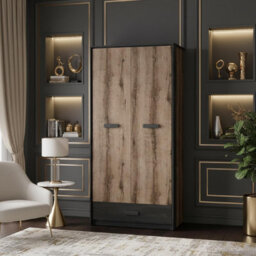 Heze Furniture Kassel Contemporary Style 2 Door Wardrobe With Drawer - thumbnail 1