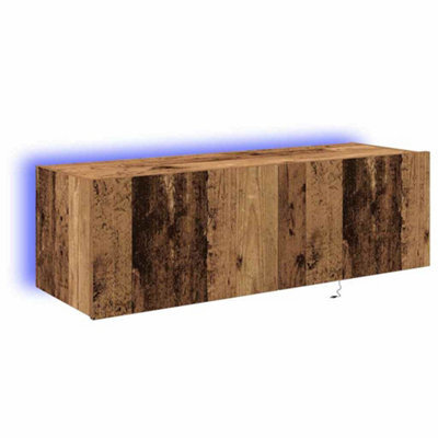 Berkfield Rustic Tv Wall Cabinet With Led Lights Old Wood 100X35X31 Cm - image 1