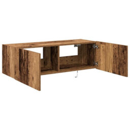 Berkfield Rustic Tv Wall Cabinet With Led Lights Old Wood 100X35X31 Cm - thumbnail 7