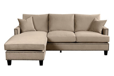 my furniture Brunswick Universal Corner Sofa - Taupe Velvet, Large L-Shaped Repositionable Footstool - image 1